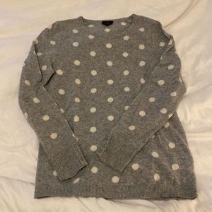 small talbots cashmere polka dot gray white crew neck sweater